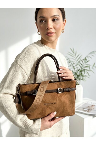 Just Polo Women's Suede Shoulder and Crossbody Bag with Multiple Compartments...