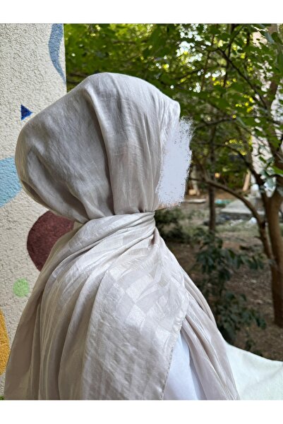 shalby Hijab Cotton Soft Textured Zig Sag Pattern Jacquard Shawl Stone