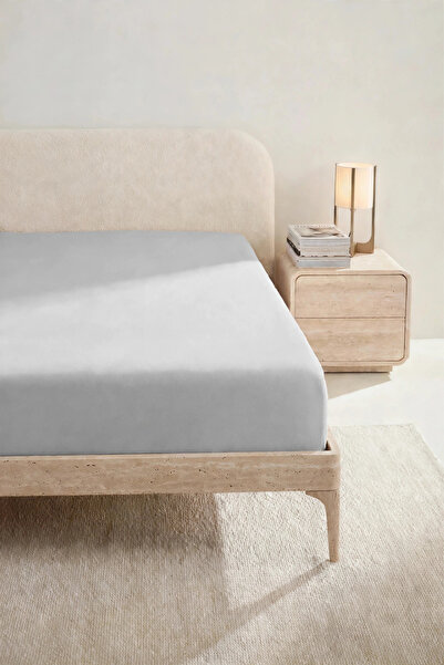 VAYBE Cotton Double Bed |   Single Elastic Sheet Light Gray