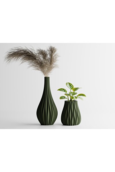LayerCrew Set ghiveci și vază Vinus 10 cm 11.3 cm 11.4 cm Dark Green