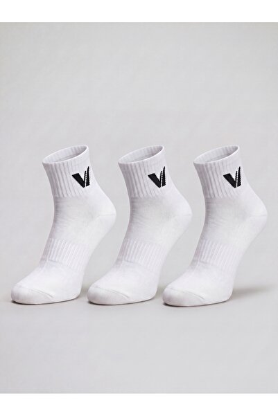 LE VISSION TEKSTİL 3 Pairs of Women's Sports Short Socks White