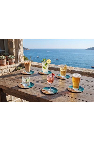 Şımartan Sea Themed Coasters Set of 6 9X9 cm Mdf |   Non-Fading Uv Printing |...
