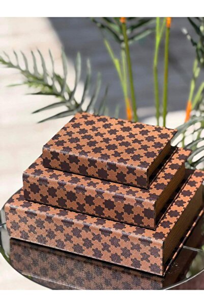Hinora 3-Piece Decorative Leather Book Box Set – Book-Looking Storage Box, Li...