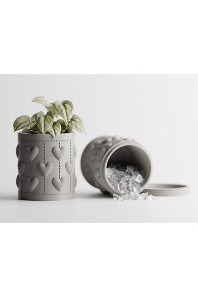 LayerCrew Borcan cu capac-ghiveci Amis 10.5 cm 10.4 cm 10.4 cm Gray
