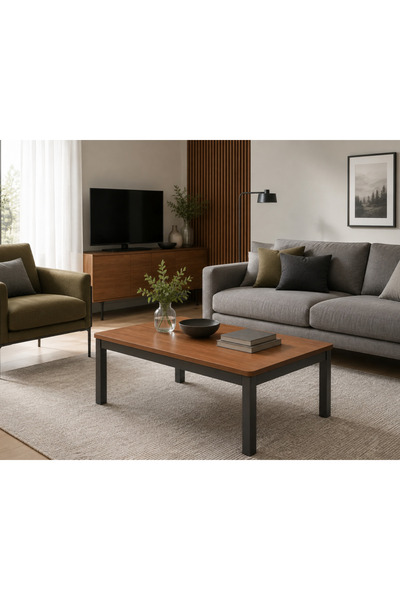 FAMİ HOME Cordoba Modern Ceviz Antrasit Orta Sehpa Ahşap Salon Sehpası