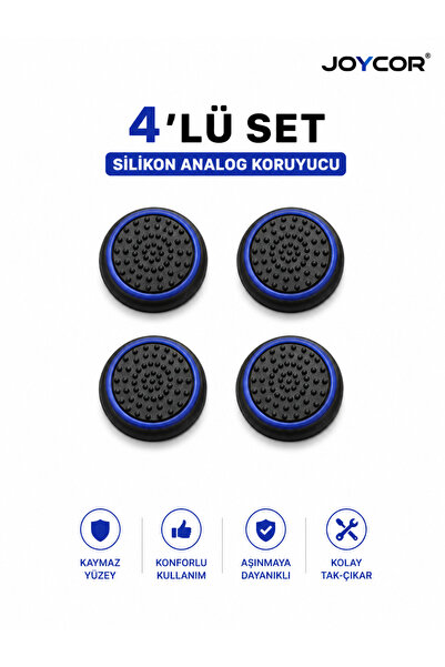 JOYCOR 4’lü Analog Koruyucu Silikon Başlık Seti PS5 PS4 PS3 Xbox One S Xbox 3...