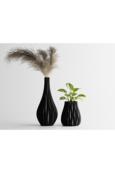 LayerCrew Set ghiveci și vază Vinus 14 cm 15.8 cm 15.9 cm Black