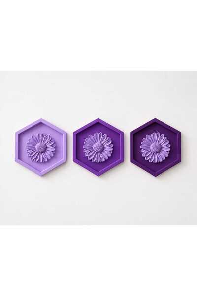 amazoondesing Panou decorativ de perete hexagonal mov din 3 piese – Decor ele...