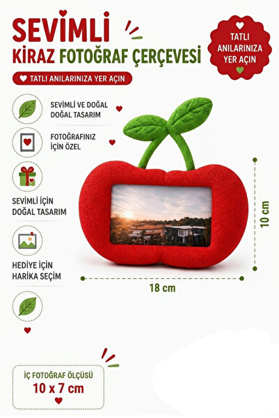 BRE HOME Kiraz Figürlü Plastik Mini Fotoğraf Çerçevesi - Hediyelik Masa Çerçe...