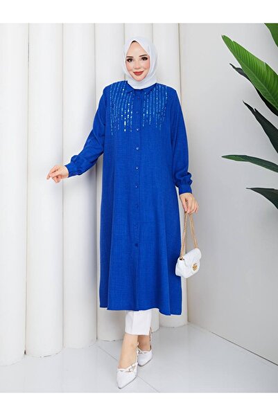moda periy LİNA UZUN TUNİK MAVİ