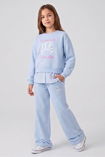 Dmb Girl's Printed Sweatshirt and Wide-Leg Sweatpants Set