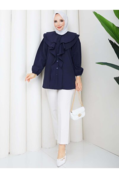 moda periy NİLO KAT KAT TUNİK LACİVERT