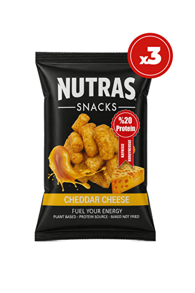 NUTRAS 3'lü Cheddar Cheese Nohut Cipsi 50 g x 3 – Vegan Çedar Aromalı, Yüksek...
