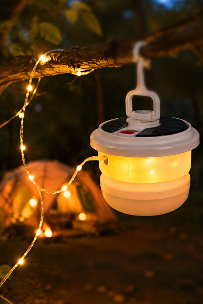 SULED Pro Solar Kamp Lambası 10 Metre RGB Peri LED Type-C Şarjlı Makaralı Askılı