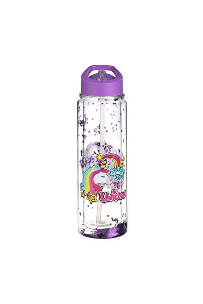 OEM Sticlă de apă Flip Top cu Perete Dublu Transparent Capac Mov Unicorn Magi...