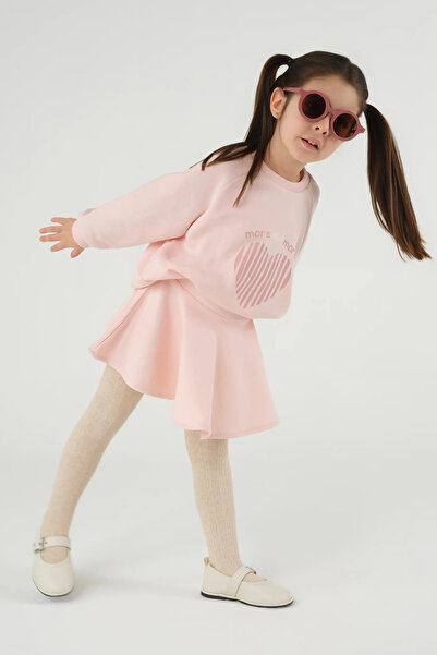 Mioma Kids Reglan Sleeve Printed Sweatshirt Dusty Pink