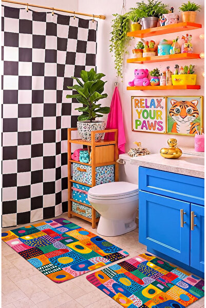 RUGELLA home Dekoratif Modern Tasarım Kaymaz Taban Yıkanabilir Set Takım Renk...