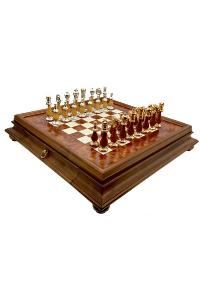 İTALFAMA Set de șah de lux oriental grande, aur roz de 24k, argint 925