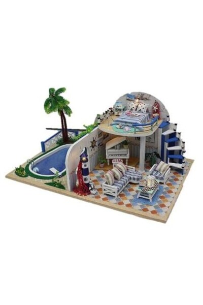 Fara brand Casa Marina in Miniatura, 2 Niveluri, Piscina, Mobilier, Accesorii...