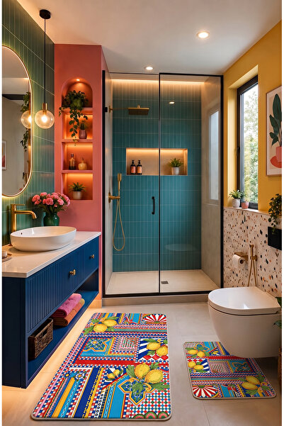 RUGELLA home Dekoratif Modern Tasarım Kaymaz Taban Yıkanabilir Set Takım Renk...