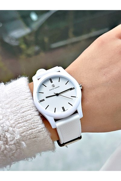 DAVID GUNER Special Design White Color 3 Atm Miyota Movement Soft Touch Silicone Cord Unisex Wristwatch 8688Dg