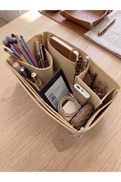 MARJİNAL W CLUB Kare Ic Pocketed Canta Ici Organizer Beige Color 28 X 15 X 12 Dimensions (Length X Height X Width)