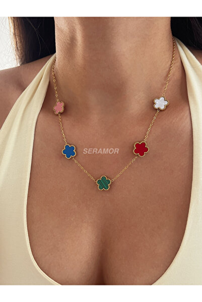 SERAMOR Colorful Flower Steel Necklace