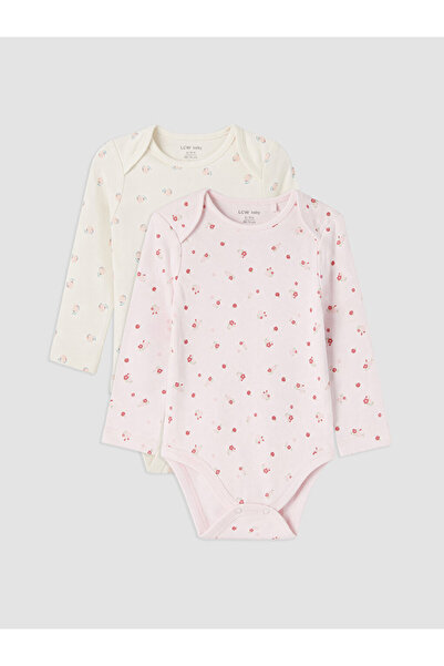 LC Waikiki Rmz Gi̇yi̇m Farkiyla Printed Baby Girl Snap-On Bodysuit 2-Piece Set