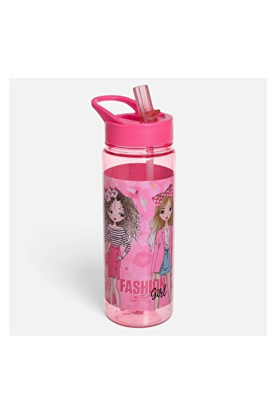 OEM Sticlă de apă Flip Top din Plastic Roz Fashion Girl 650 ml pentru copii