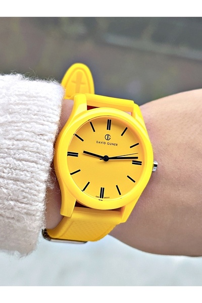 DAVID GUNER Special Design Yellow Color 3 Atm Miyota Movement Soft Touch Silicone Cord Unisex Wristwatch 8688Dg