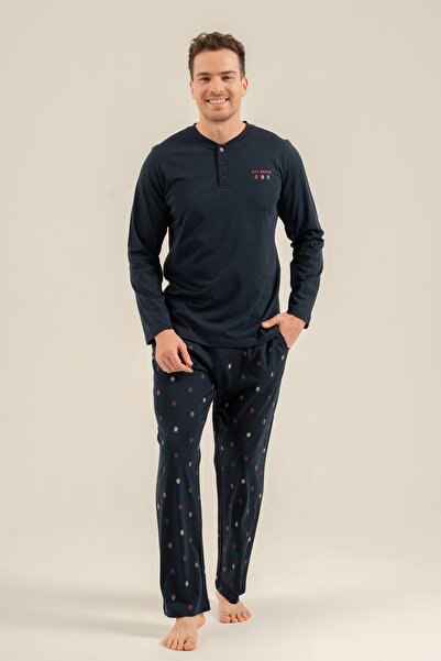 Arnetta Men's Long Sleeve Front Buttoned Cotton Pajama Set (with Socks as a G...