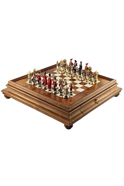 İTALFAMA Set de piese de șah italienești Napoleon, lucrate manual, 10cm+, tab...