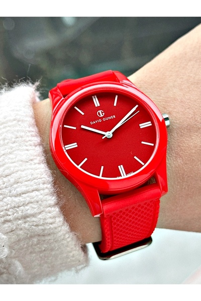 DAVID GUNER Special Design Red Color 3 Atm Miyota Movement Soft Touch Silicon...