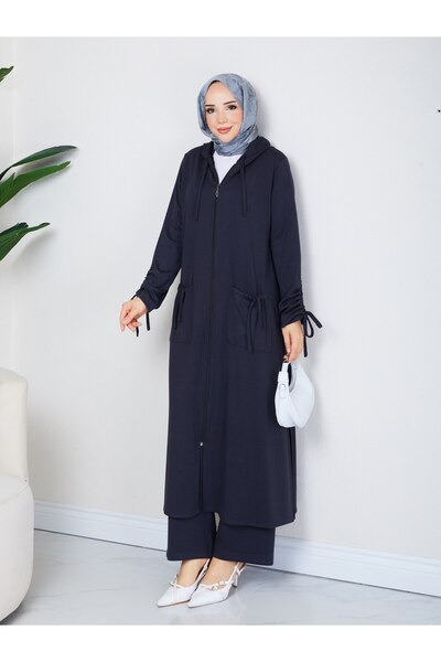 asyadabutik Yade Women's Hooded Ferace Pants 0Ysh0 Fabric Large Size Double Set