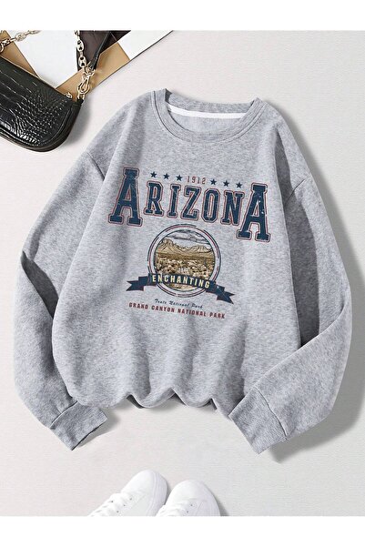 Mythologie Arizona Enchanting Thick Winter Sweatshirt - Gray Printed Oversize...