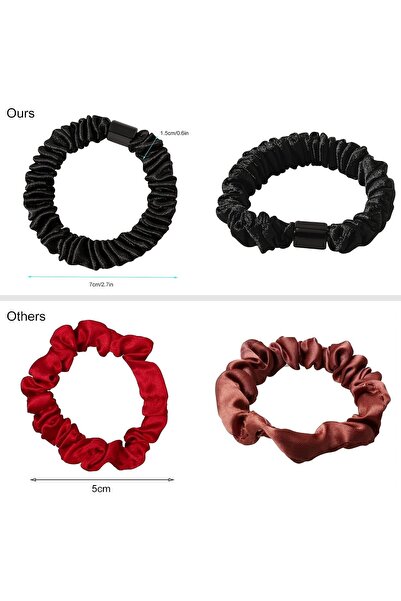 Ivyu Silk Scrunchies Black Satin Hair Ties for Women - Small Hair Ties Scrunc...