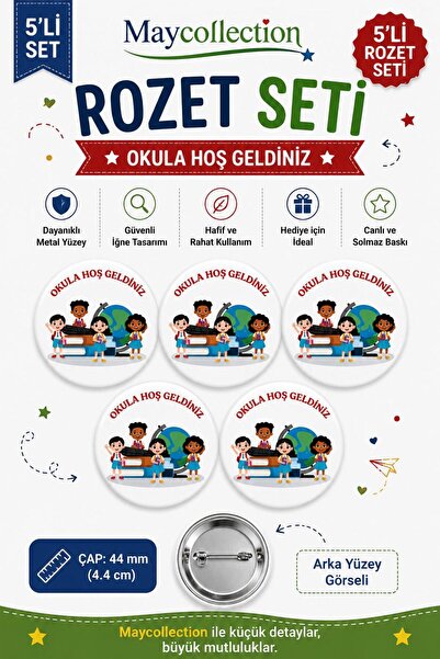 maycollection Okula Hoş Geldiniz Okul Rozet Seti Ceket-Çanta-Kalemlik Rozeti ...