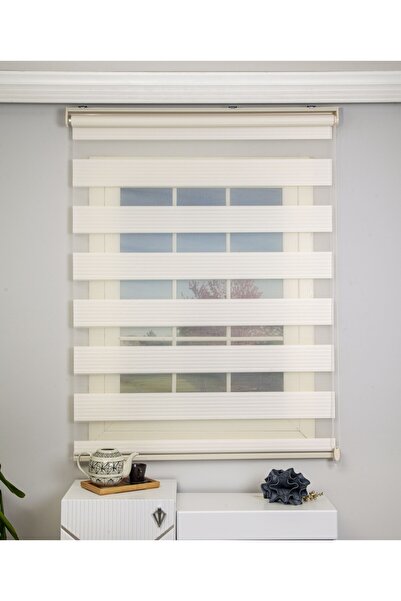 APRELAHOME Krem Pliseli Zebra Stor Perde 1351 Alüminyum Kasalı