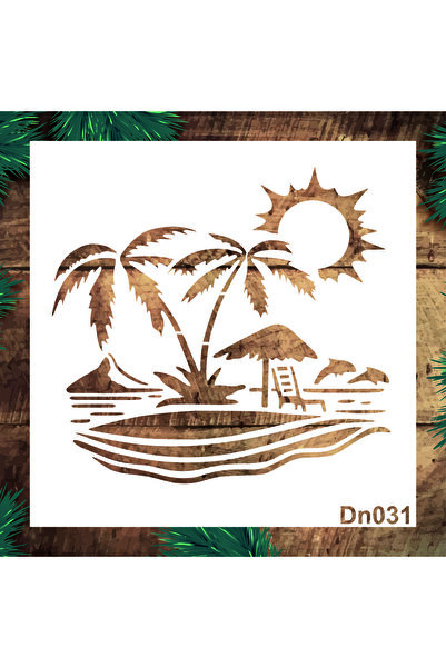 STENCİLTASARIM Stencil Tasarım DN031 Deniz Temalı Duvar, Ahşap,kumaş Boyama Şablonları, Desen Aktarma Kalıbı