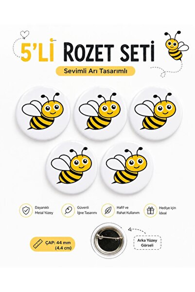maycollection Sevimli Arı Çalışkan Öğrenci Okul Rozet Seti Ceket-Çanta-Kaleml...