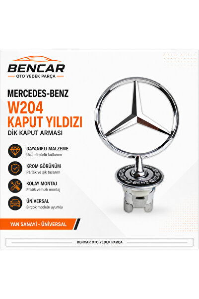 Universal Mercedes-Benz W204 Kaput Yıldızı – Dik Kaput Arması | Yan Sanayi –