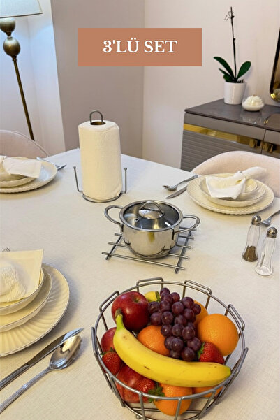 Edora Home Set of 3 Matte Silver Vertical Paper Towel Holders, Oval Corner Fr...
