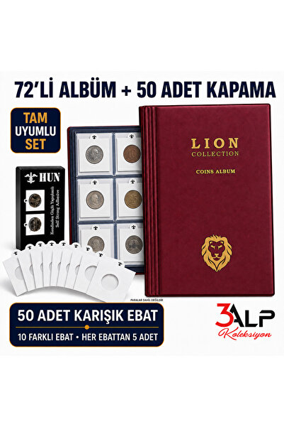 3Alp Koleksiyon Küçük Boy 72’li Madeni Metal Para Albümü ve 50 Adet Karışık E...