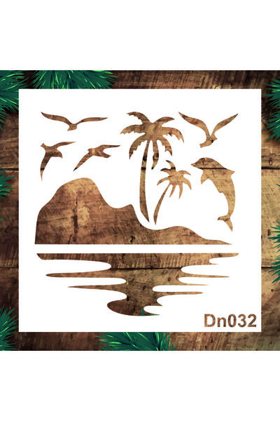 STENCİLTASARIM Stencil Tasarım DN032 Deniz Temalı Duvar, Ahşap,kumaş Boyama Şablonları, Desen Aktarma Kalıbı
