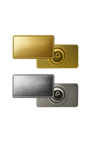 Generic Custom Printed Rectangular Flat Metal Badge with Magnetic Attachment ...