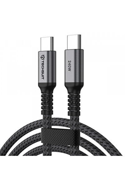 Techsuit USB-C - USB-C TitanSync Pro CX2 Data and Charging Cable, 240W, 1m, Gray