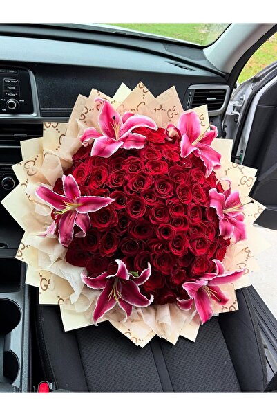 LADY FLOWERS Solmayan 41 Li Gül Ve Lilyum Buket Sevgiliye Anneye Özel Unutulm...