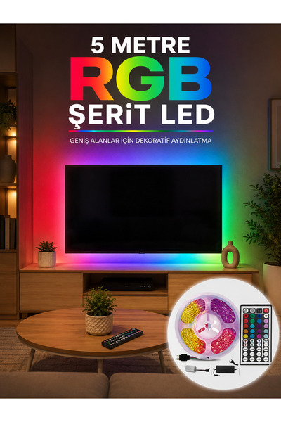 Lisinya Bandă LED RGB de 5 metri 5050 SMD Set de iluminat decorativ colorat c...