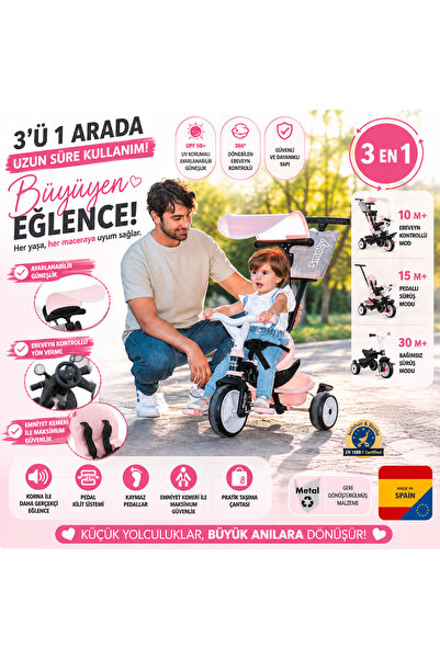 Cici Oyuncak Baby Driver 3'ü 1 Arada Çocuk Bisikleti – Ebeveyn Kontrollü, Güneşlikli, Emniyet Kemerli 10 Ay+ Made İn Spain