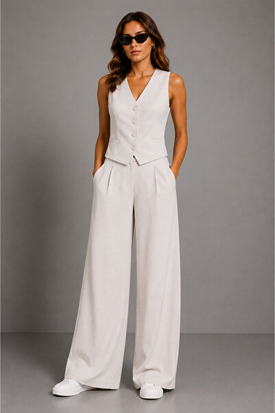 M&N Women's Vest and Palazzo Pants Set – Stylish Combination with Wide Legs i...